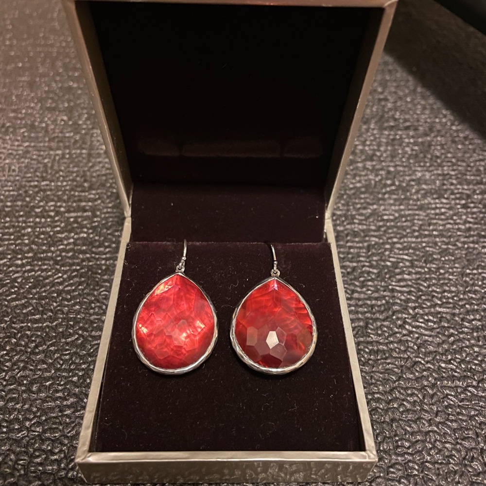 Ippolita Red Rock Quartz & Mother of Pearl Large Teardrop Earrings